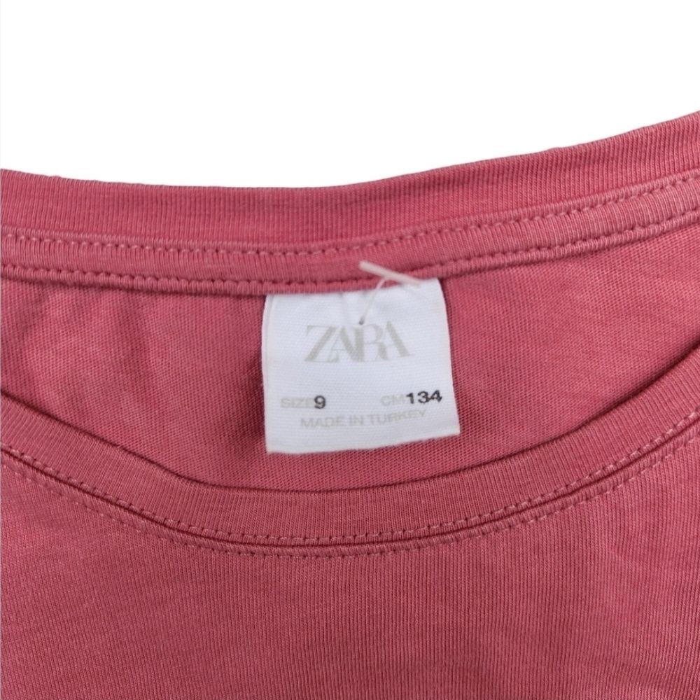Zara Girls Cropped Top Pink Fashion Short Sleeve Oversized Fit Size 9/10 Large - Picture 5 of 6